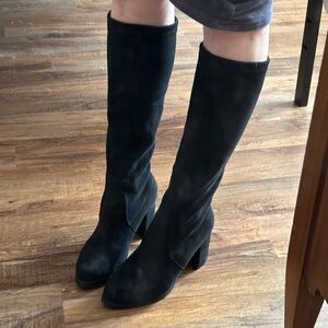 Elegant Suede Knee-High Women's Boots - Black